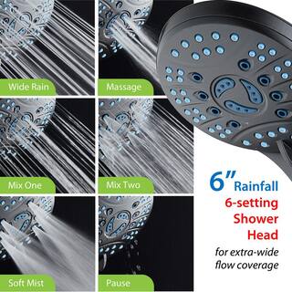 AQUACARE 80-Spray Patterns 2.5 GPM 6 in. Wall Mount Dual Shower Heads and Handheld Shower Head Antimicrobial in Oil Rubbed Bronze 43338