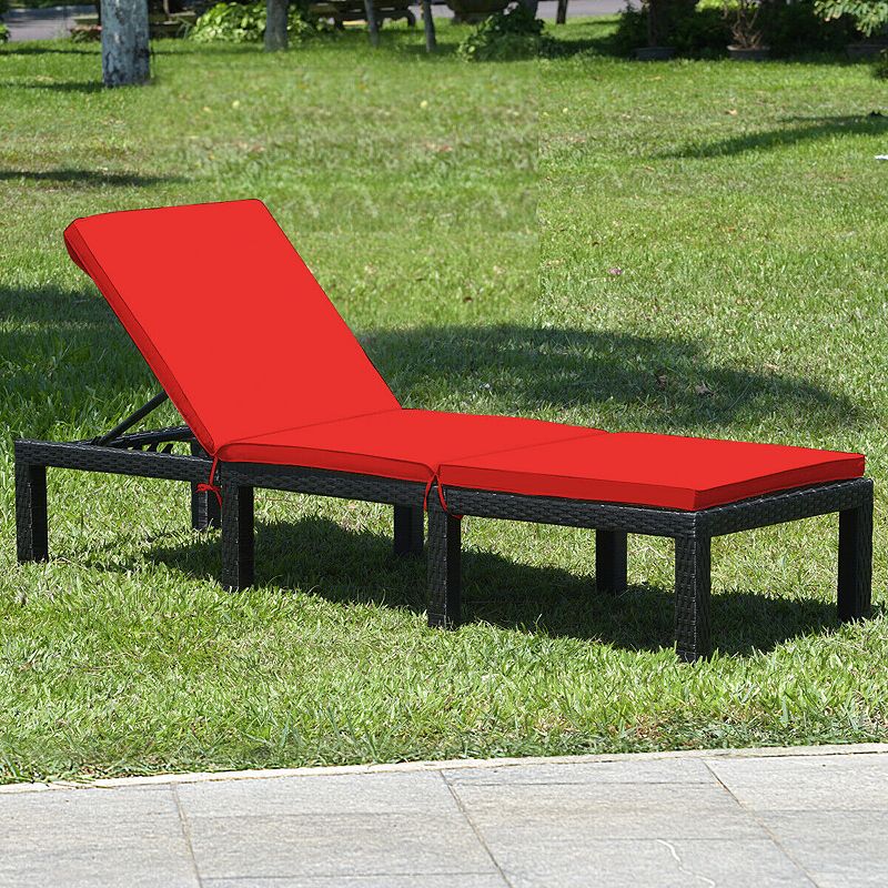 Patio Rattan Cushioned Height Adjustable Lounge Chair