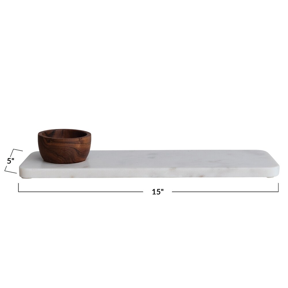 Marble Charcuterie Board with Acacia Wood Bowl   15.0\