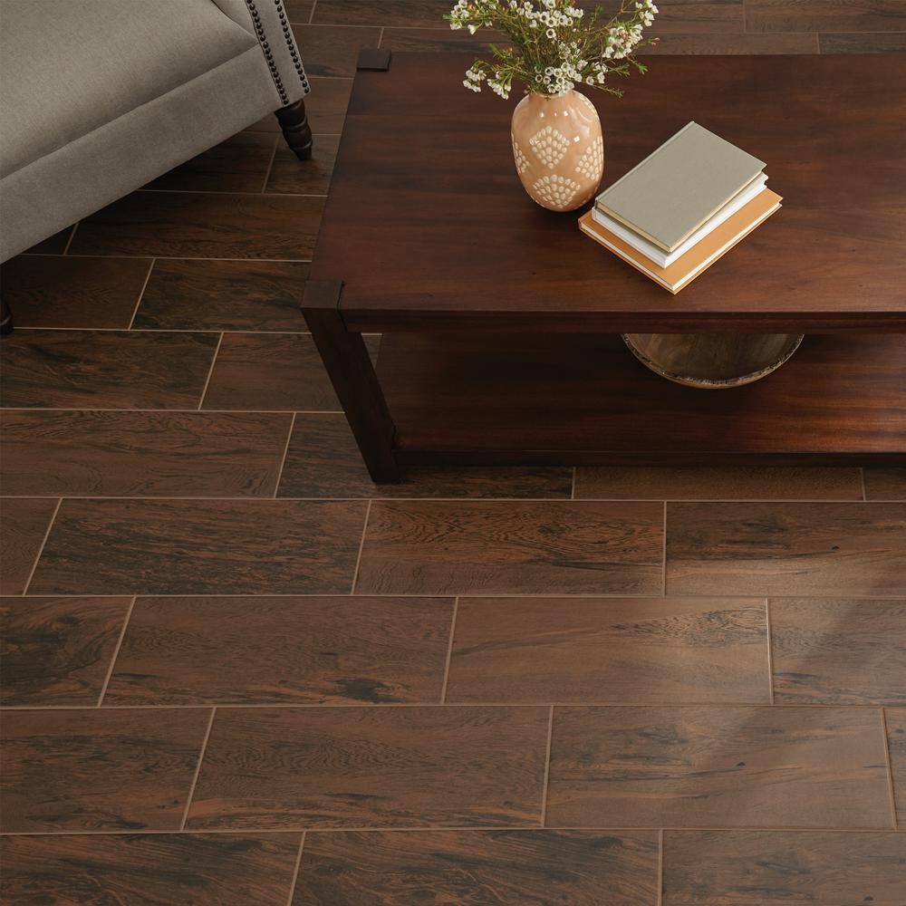 TrafficMaster Glenwood Cherry 7 in. x 20 in. Ceramic Floor and Wall Tile (392.04 sq. ft.  pallet) GW08720HDPL1P2