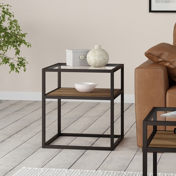 Carbon Loft Pontmercy Bronze/ Oak Side Table