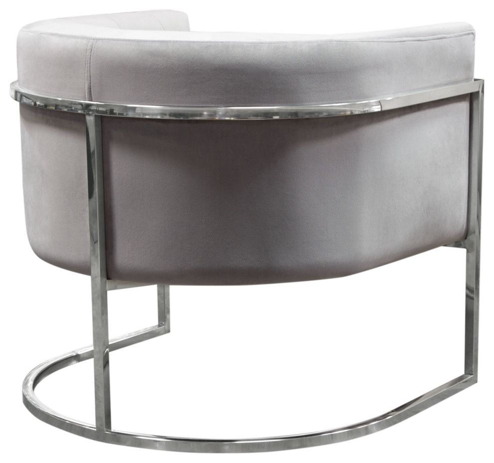 Pandora Accent Chair With Stainless Steel Frame  Gray Velvet   Contemporary   Armchairs And Accent Chairs   by AMOC  Houzz