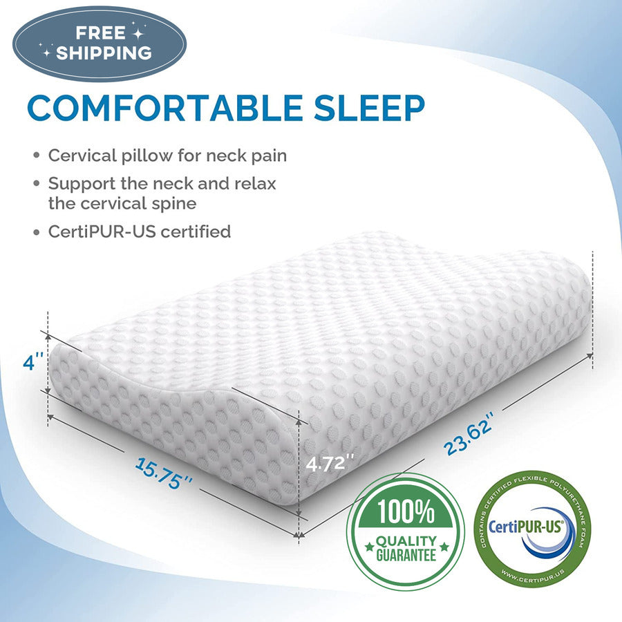 Cervical Bed Contour High Density Memory Foam Pillow Comfortable Sleep