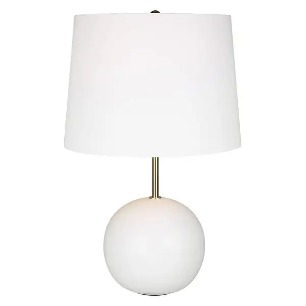 22 Inch Ceramic Table Lamp， Sphere Base， White， Gold