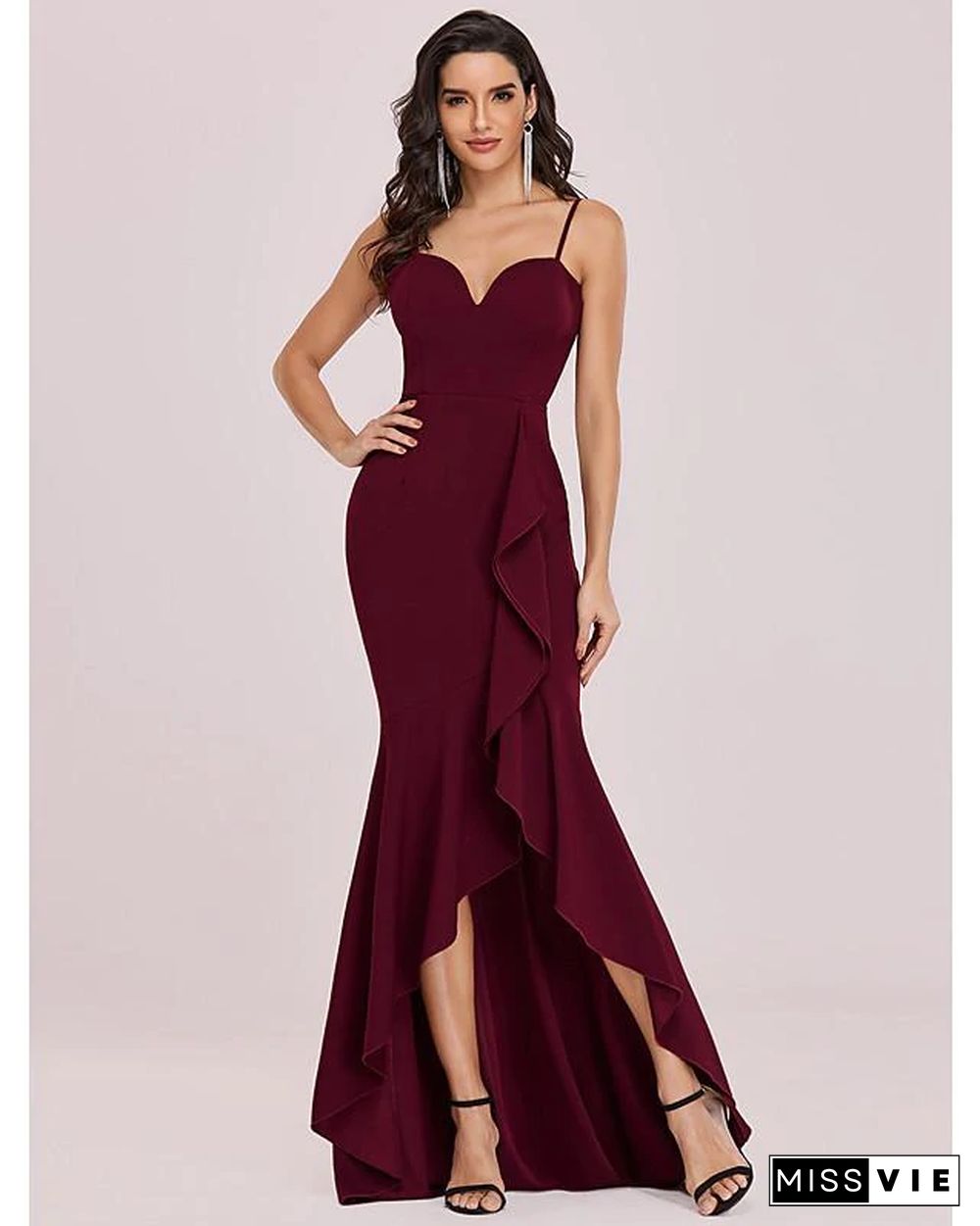 Women's Trumpet / Mermaid Dress Maxi long Dress Sleeveless Solid Color Fall Spring Formal Sexy Red S M L XL XXL 3XL 4XL