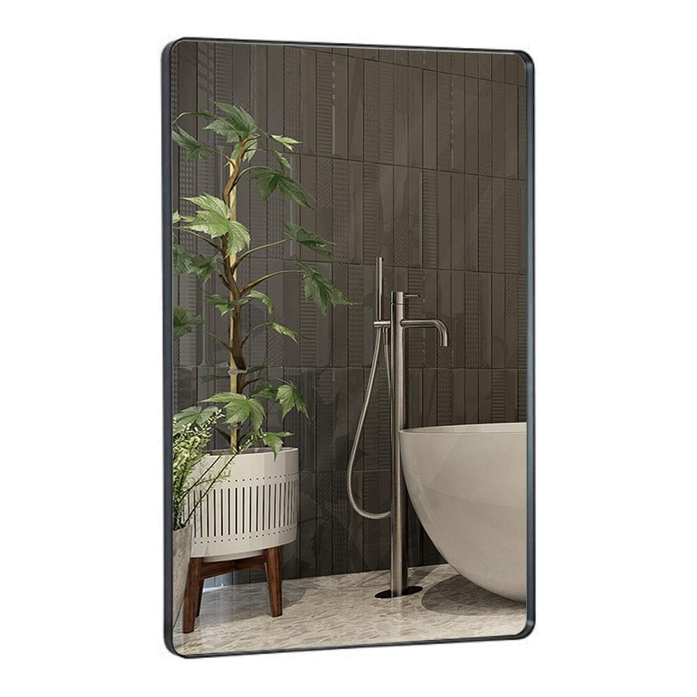 Black Mirror Bathroom Mirrors for Wall Rounded Corner Lightweight Deep Rectangle 24 x36