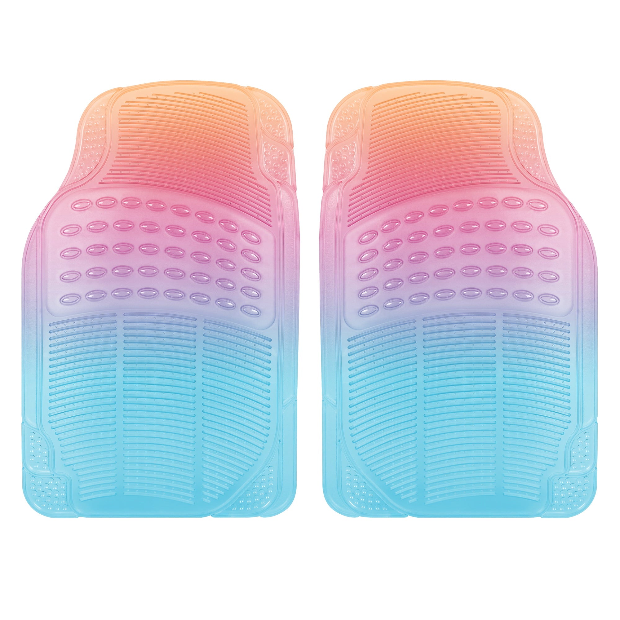 Carbella Automotive Floor Mats for Cars， 2 Piece Car Floor Mats with Rainbow Sunset Translucent Gradient， Trim-To-Fit All Weather Car Mats for Auto Truck Van SUV