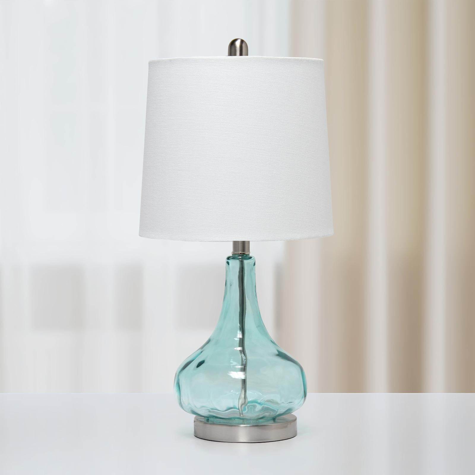 Lalia Home Rippled Glass Table Lamp with Fabric Shade -  Rose Quartz