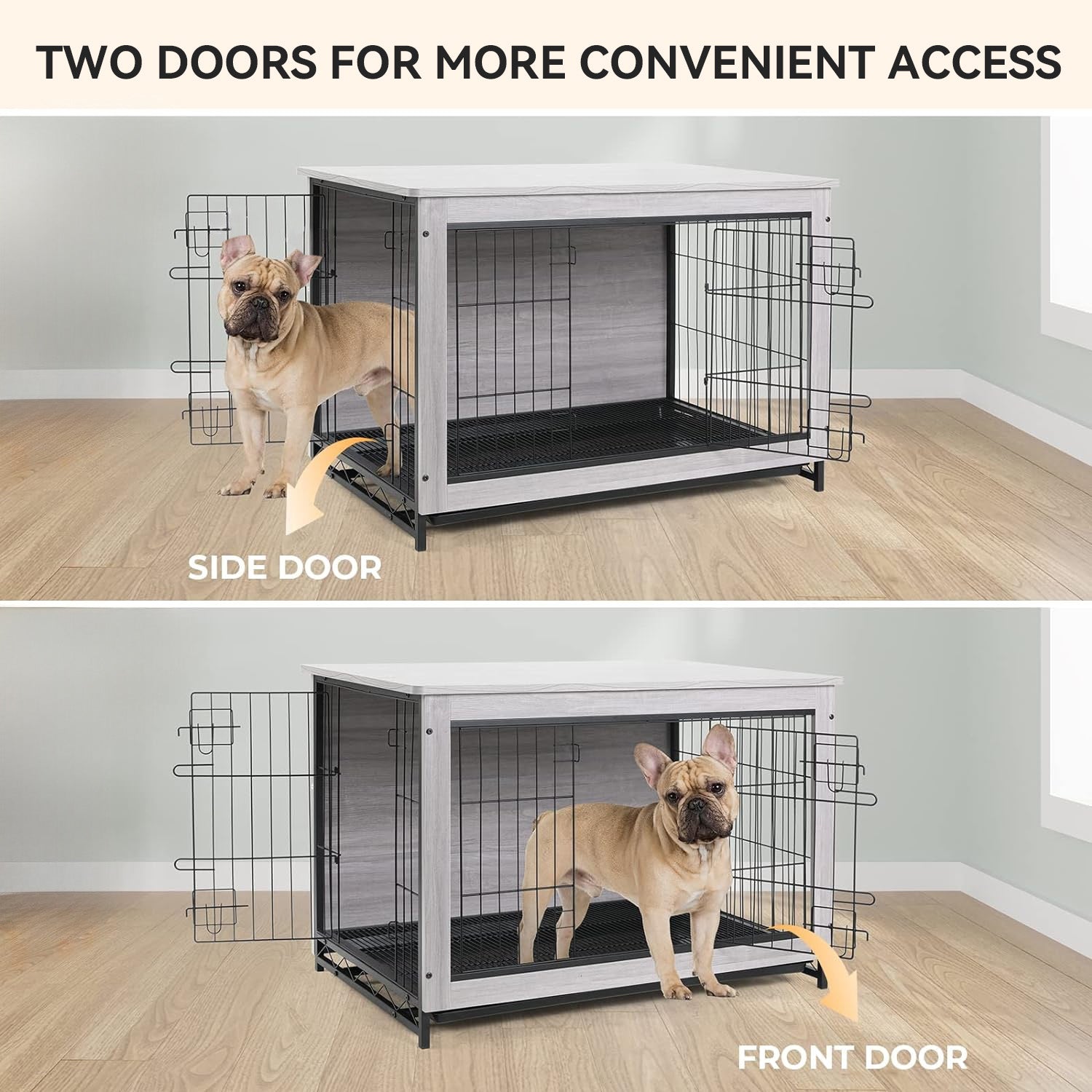 Dog Crate Furniture 29-inch Side End Table, Dog Cage with Pull-Out Removable Tray for Small Pets