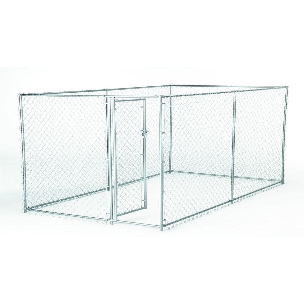 Lucky Dog 4 ft. H x 5 ft. W x 10 ft. L or 4 ft. H x 8 ft. W x 6.5 ft. L - 2-in-1 Galvanized Chain Link with PC Frame Box Kit CL 41028EZ