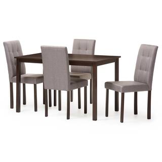 Baxton Studio Andrew 9-Grids 5-Piece Gray Fabric Upholstered Dining Set 5255-6810-HD