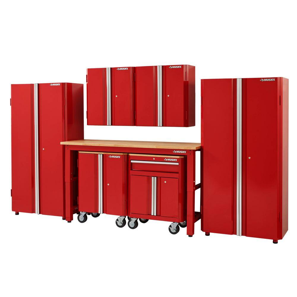 Husky 7-Piece Ready-to-Assemble Steel Garage Storage System in Red (145 in. W x 98 in. H x 24 in. D ) G14509SR-US