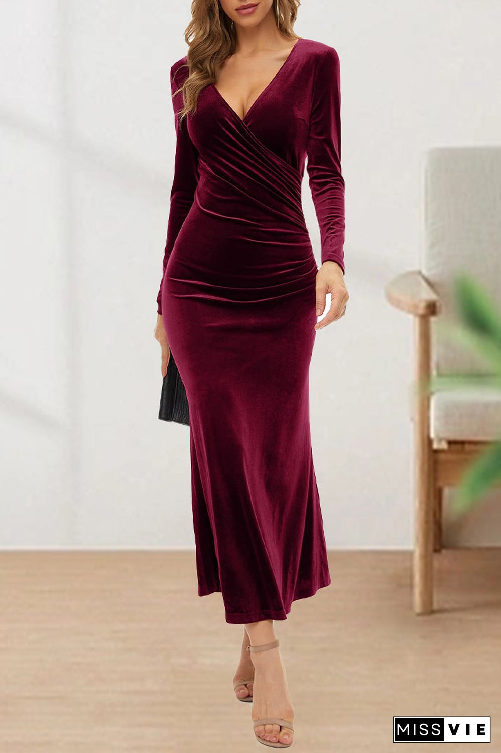 Sweet Elegant Solid Solid Color V Neck Evening Dress Dresses