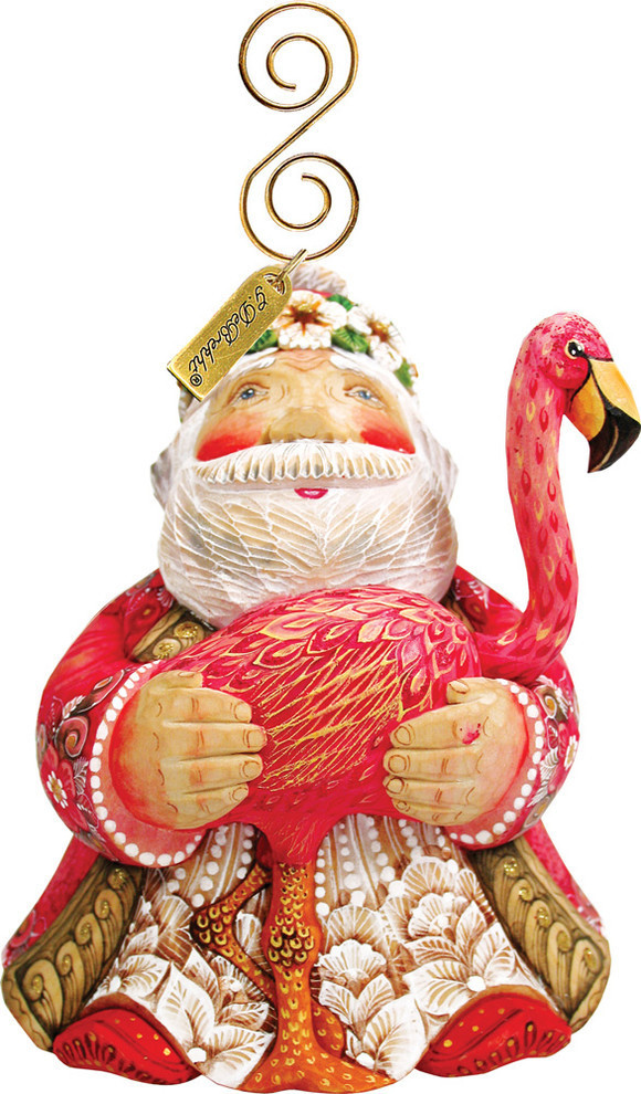 Santa In Paradise Scenic Decorative Ornament   Traditional   Christmas Ornaments   by G. DeBrekht  Houzz