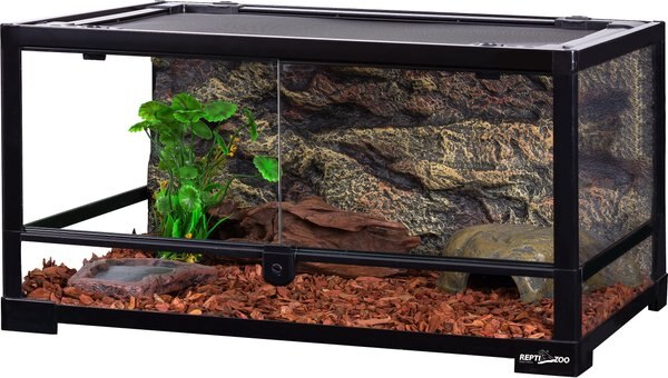 REPTI ZOO Double Hinge Door Reptile Glass Terrarium， 24-gal