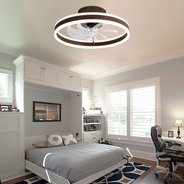 Oaks Aura Modern 20in. Low Profile Ceiling Fan with Light， 6-Speed Flush Mount Ceiling Fan， Smart App Remote Control For Bedroom Shopping - The Best Deals on Ceiling Fans | 40786745