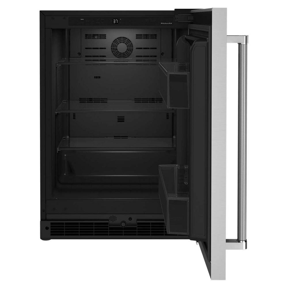 KitchenAid 5.0 cu. ft. Mini Fridge in Black Cabinet with Stainless Door without Freezer KURR114KSB