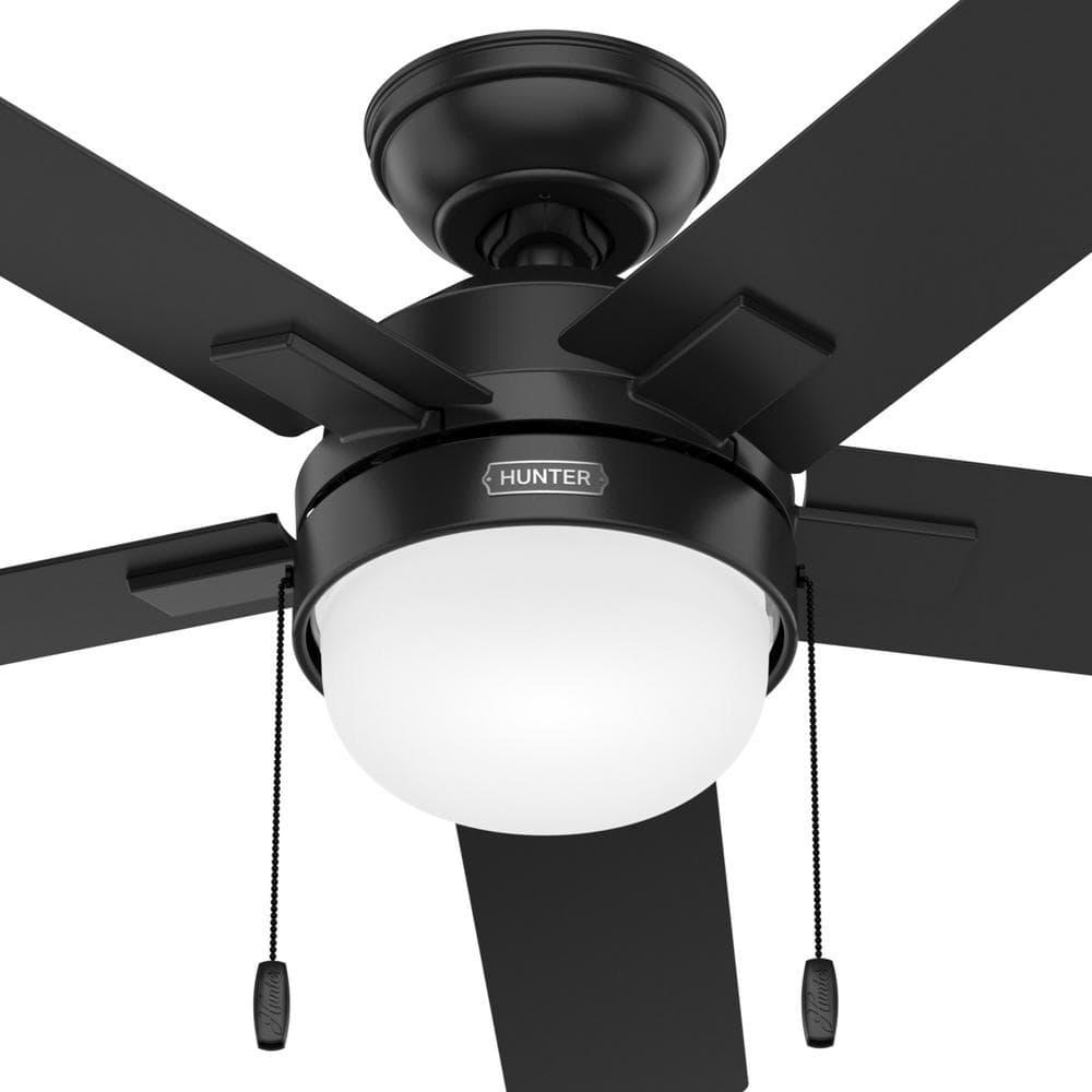 Hunter Zeal 52 in Indoor Matte Black Ceiling Fan with Light Kit