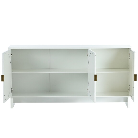 U_Style Storage Cabinet with Rattan Door  Mid Cent...