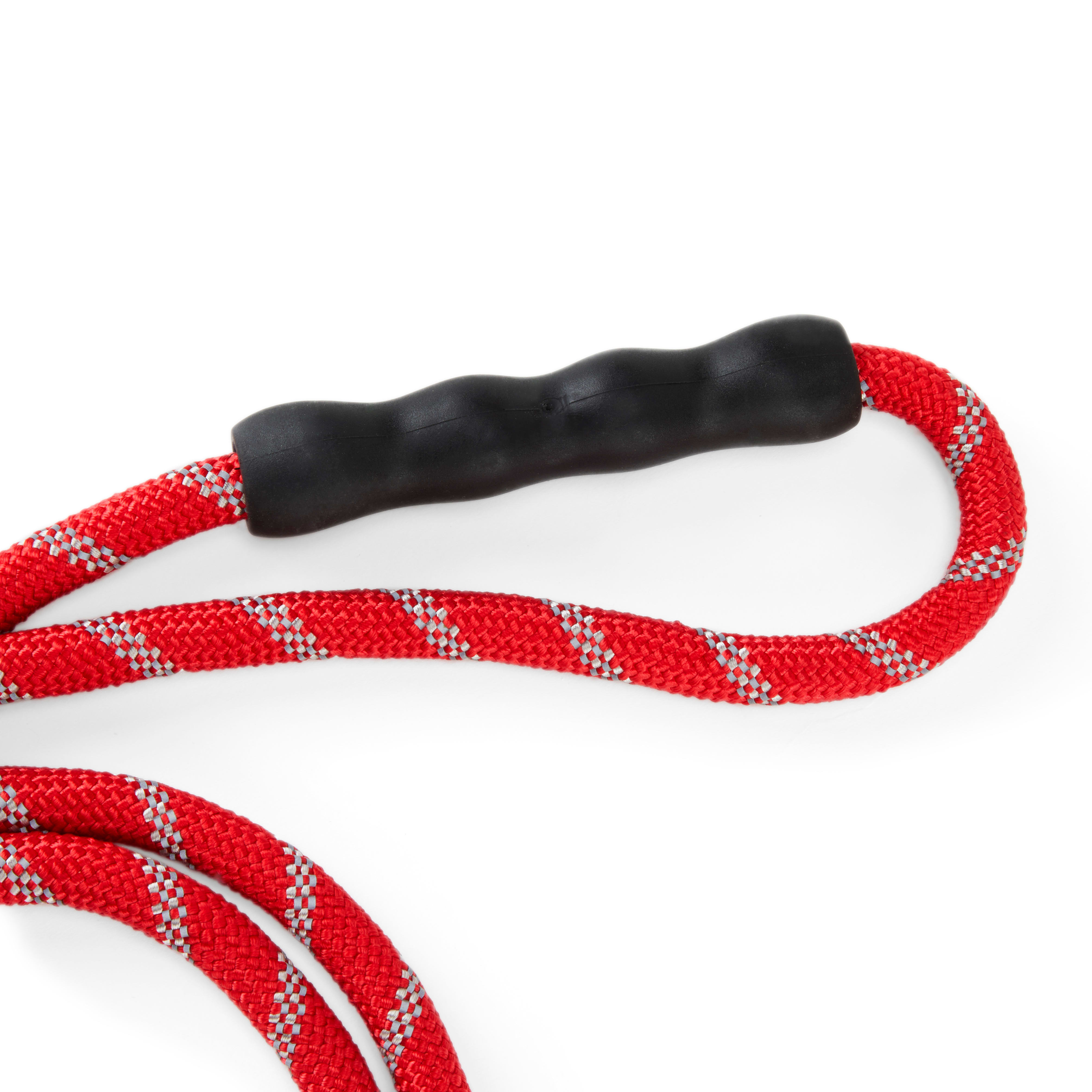 YOULY Reflective Braided Rope Dog Leash in Red， 6 ft.