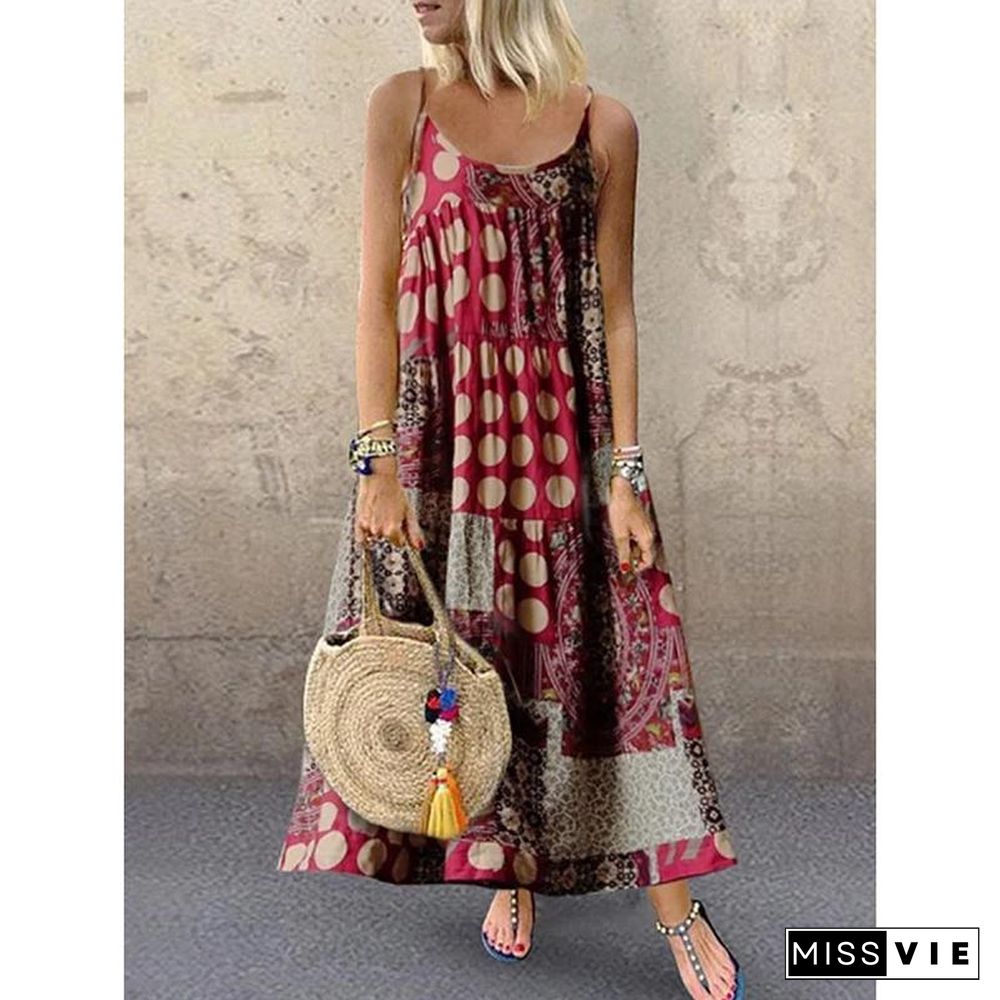 Women Dresses Shift Daytime Casual Printed Maxi Dresses