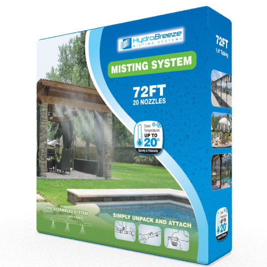 Patio Misting Systems - 72 Ft - 20 Nozzles  System - Pre - Assembled - Push On Fittings - HB