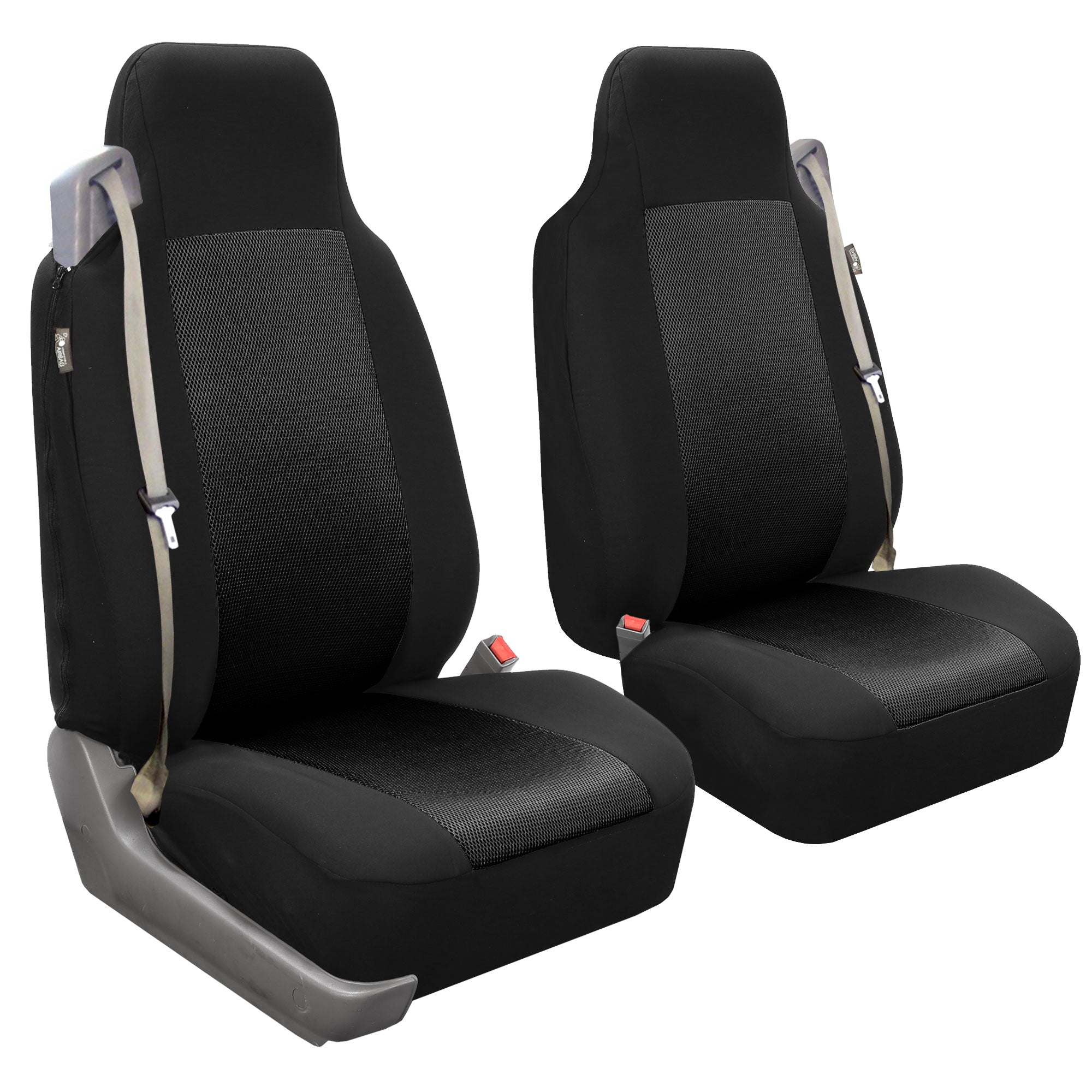 FH Group Classic Cloth AFFB302BLACK102 Black Front Set Car Seat Cover with Air Freshener