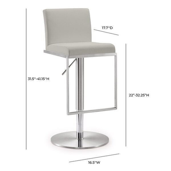 Amalfi Light Grey Faux Leather Stainless Steel Bar Stool