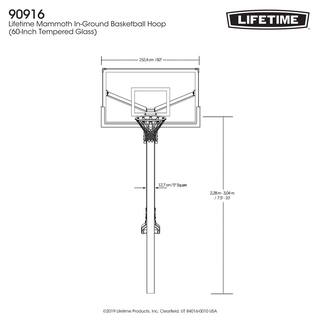 Lifetime 60 in. Tempered Glass Mammoth Bolt Down Basketball Hoop 90916