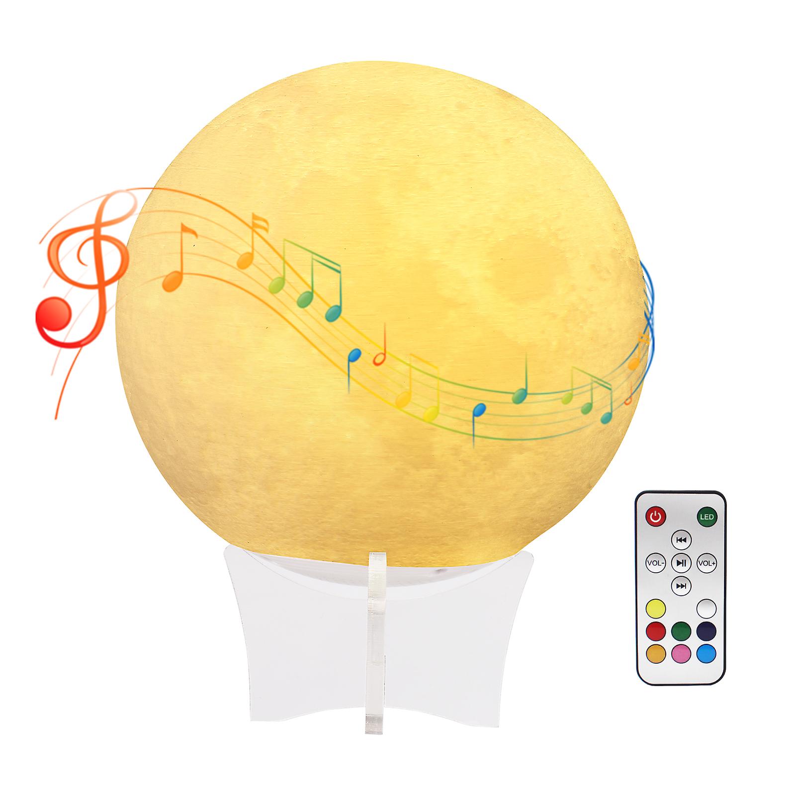 3d Printing Bt Speaker Music Moon Lamp 5.9 Inch 8 Colors Led Night Light With Stand Remote Control Usb Rechargeable Moonlight Birthday Christmas Gift