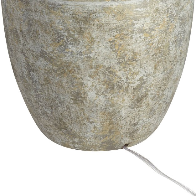 Tall Faux Mottled Stone Cream Linen Drum Shade For Bedroom Living Room Bedside Nightstand Kids