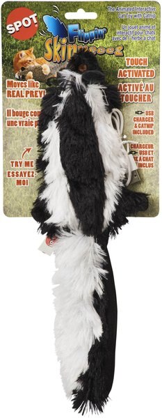 Ethical Pet Flippin' Skinneeez Skunk Exercise Cat Toy with Catnip， Assorted