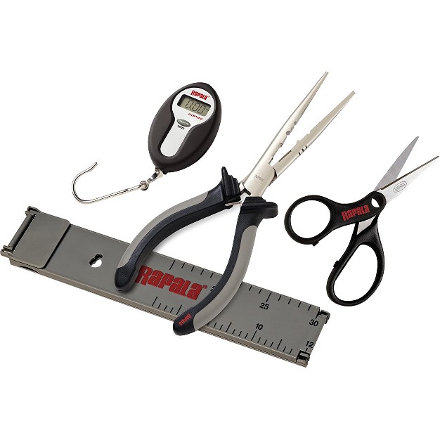 Rapala Fisherman x27 s Tool Combo Pack scissors Pliers Ruler Scale Black