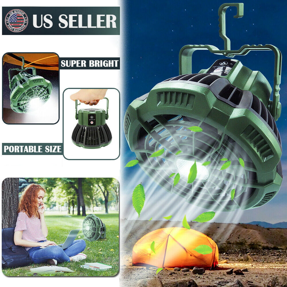 IClover Outdoor Portable Tent Fan LED Light Rechargeable Hanging Camping Lantern + Remote