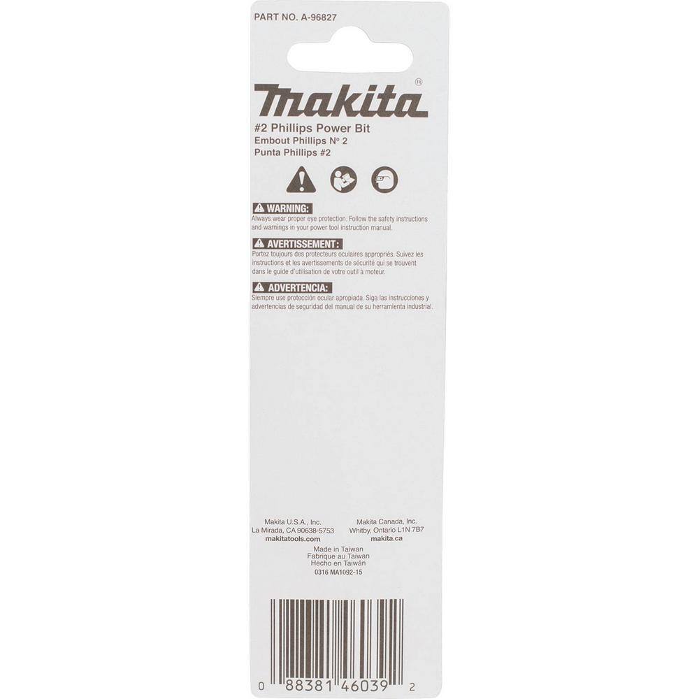 Makita ImpactX #2 Phillips 3-12 in. Modified S2 Steel Power Bit A-96827