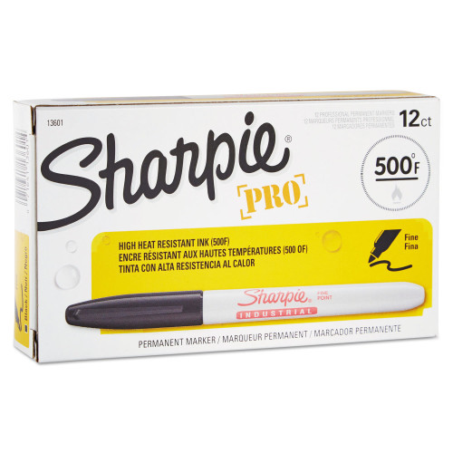 Sharpie Industrial Permanent Marker， Fine Bullet Tip， Black， Dozen (13601)