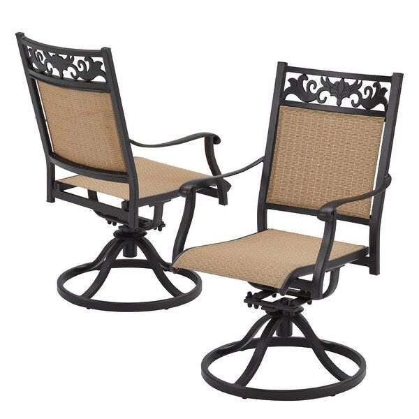 EROMMY Swivel Patio Dining Chairs Set of 2，Outdoor Wicker Aluminum Swivel Chair，Swivel Rocker with AllWeather Aluminum Frame