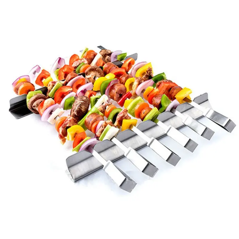 Portable Stainless Steel Beef Shish Kebab Skewer Set Rack for Grill Oven Convenient BBQ Skewers Kebab Maker For Outdoor Camping