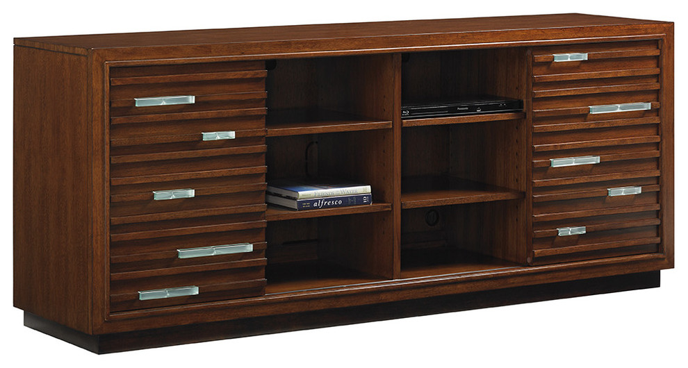 Emma Mason Signature Oak Haven Media Console in Dark Walnut   Transitional   Console Tables   by Emma Mason  Houzz