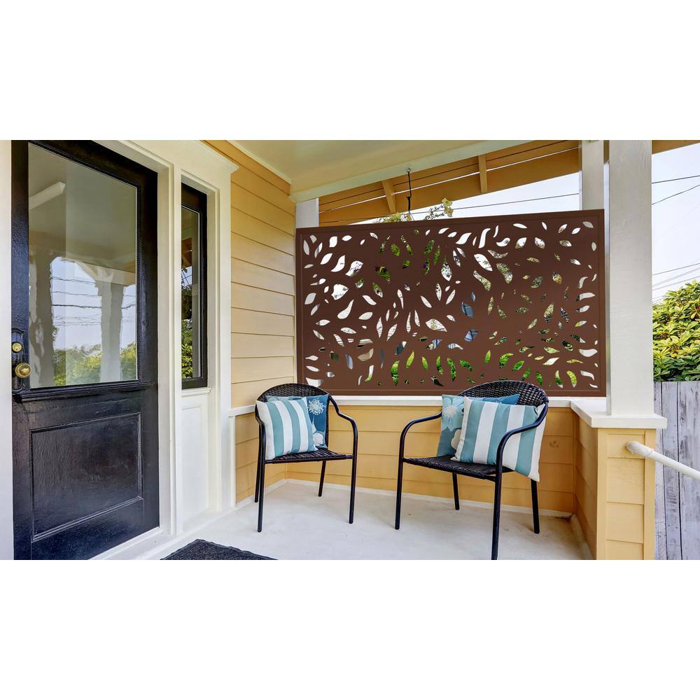 Modinex 5 ft. x 3 ft. Framed Espresso Brown Decorative Composite Fence Panel featured in The Leaf Design USAMOD3EF