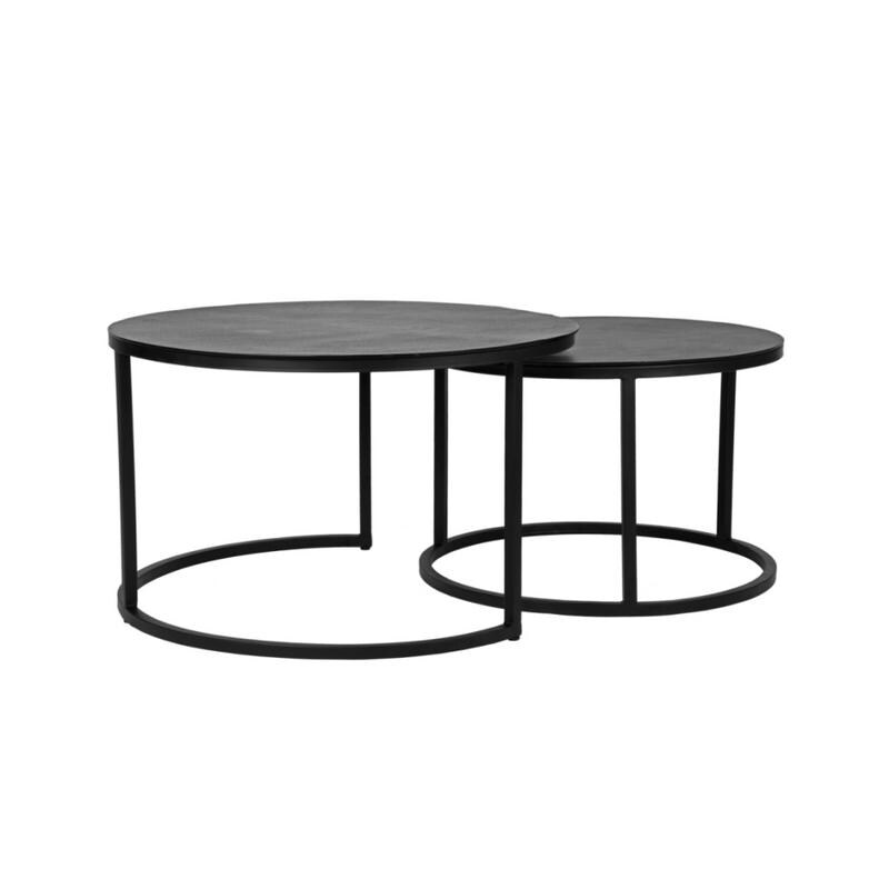 Label51 Grand Black Metal Industrial Nesting Coffee Tables Set of 2