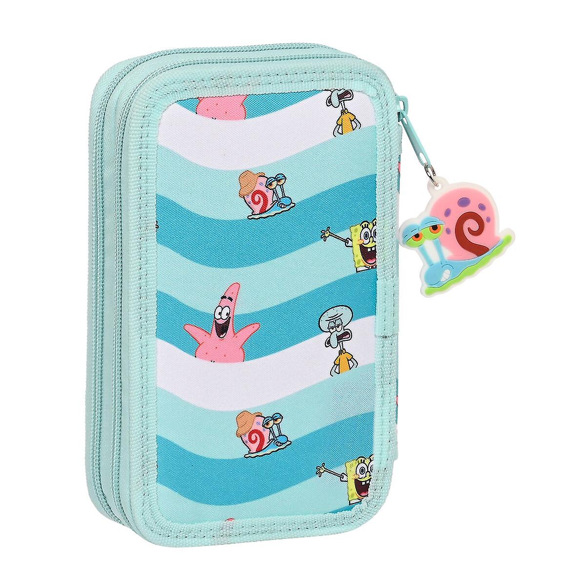 Double Pencil Case Spongebob Stay positive Blue White (28 Pieces)