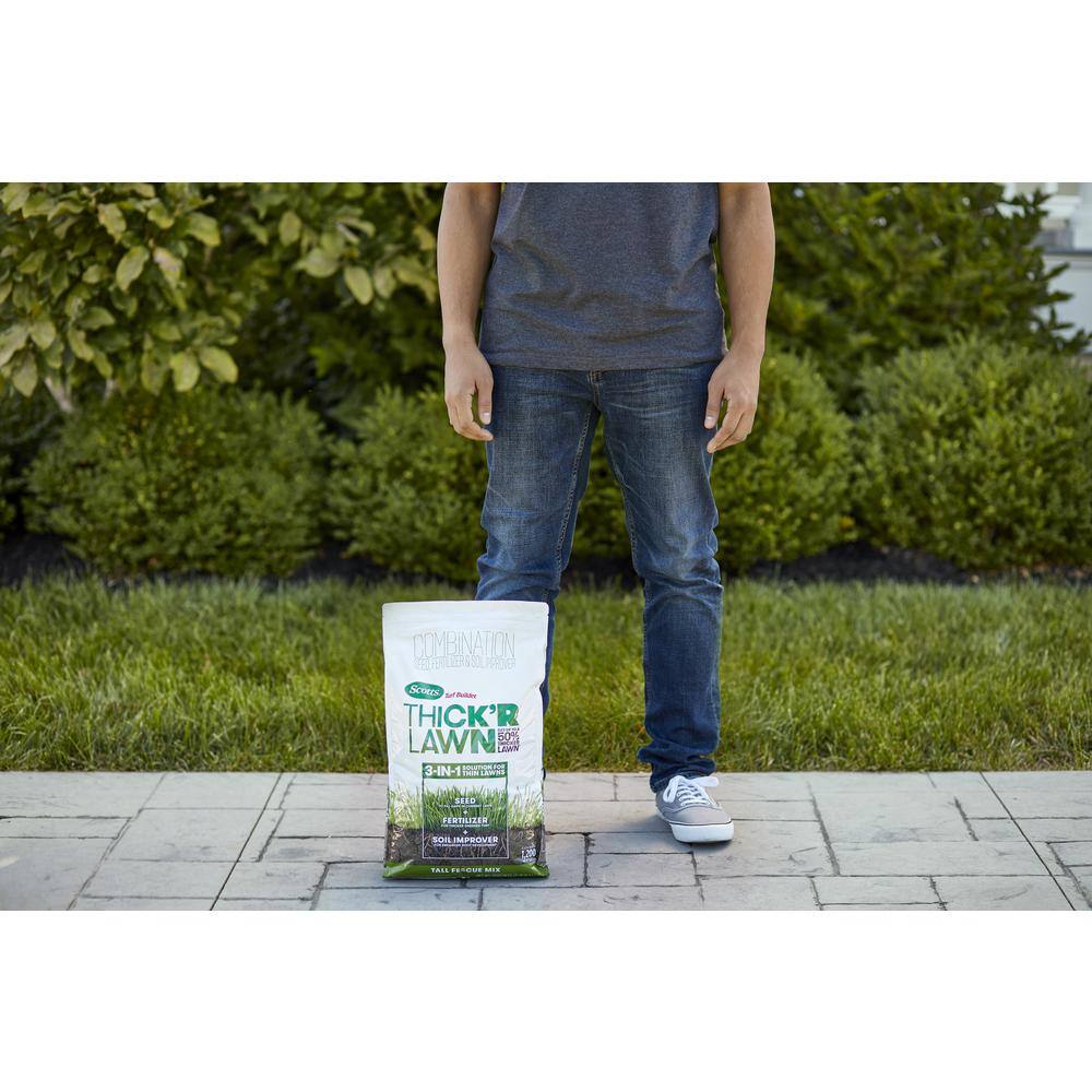 Scotts Turf Builder 12 lbs. 1200 sq. ft. THICK'R LAWN Grass Seed Fertilizer and Soil Improver for Tall Fescue 30073PM