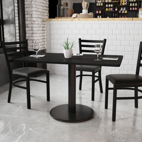 Stiles 30'' x 48'' Rectangular Black Laminate Table Top with 24'' Round Table Height Base