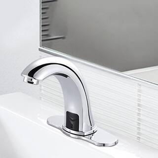 PROOX Battery Powered Touchless Single Hole Bathroom Faucet with Deck Plate in Polished Chrome PRATRX620CH