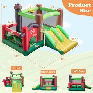 HONEY JOY 6-in-1 Inflatable Bounce House Castle with 750-Watt Blower wDouble Slides Jump Area Ocean Balls Basketball Rim TOPB006675