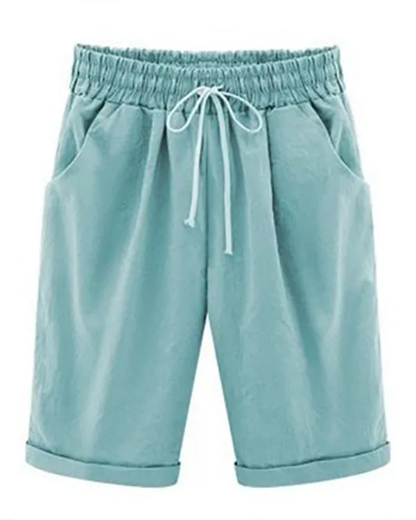 Plus Size Casual Shorts With Pockets for Holiday