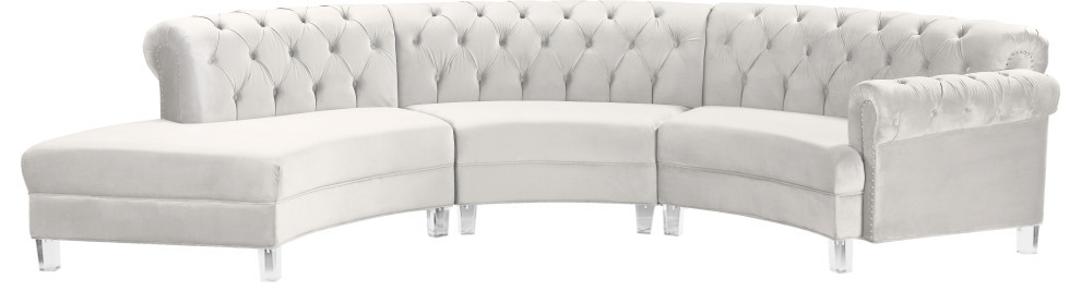 Anabella Velvet Sectional   Contemporary   Sectional Sofas   by Meridian Furniture  Houzz