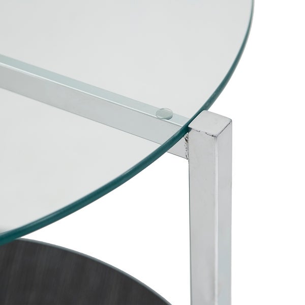 Roti Chrome End Table with Glass Top by iNSPIRE Q Modern