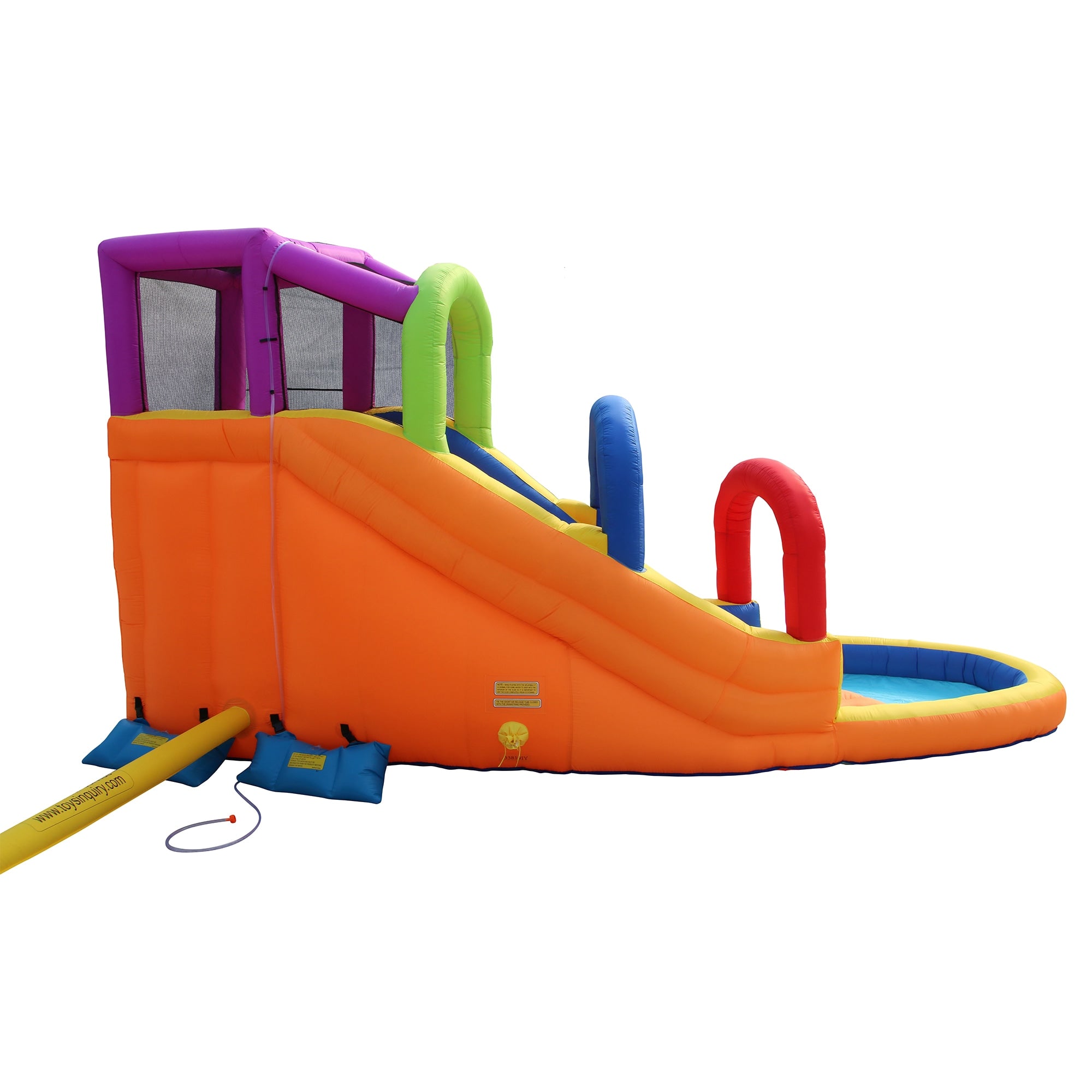 Banzai Speed Slide Water Park, Length: 14 ft 7 in, Width: 9 ft 6 in, Height: 8 ft, Inflatable Outdoor Backyard Water Slide Splash Toy